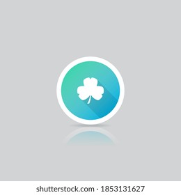 Modern Round Clover Leaf Icon With Long Shadow