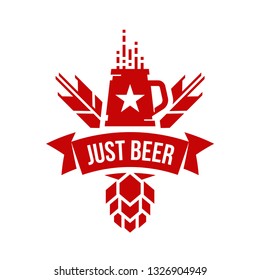 Modern round craft beer drink vector logo sign for bar, pub, store, brewhouse or brewery isolated on white background. Premium quality mug logotype illustration. Brewing fest t-shirt badge design.