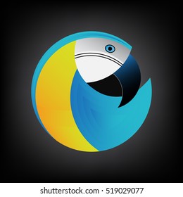 modern round design. macaw parrot on a black background. gradient fill