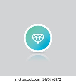 Modern Round Diamond Icon With Long Shadow