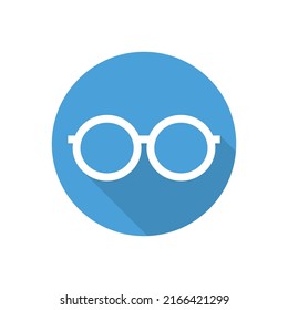 Modern round glasses icon with shadow. Sunglasses. Accessories. Editable vector.