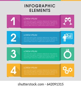 Modern round infographic template. infographic design with round icons includes clink glasses, teacher. can be used for presentation, diagram, annual report, web design.