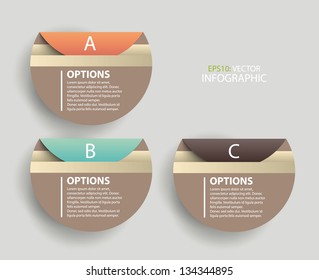 Modern round infographics process and options sticker, labels. Vector
