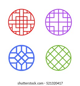 Modern round Korean pattern window frame, vector