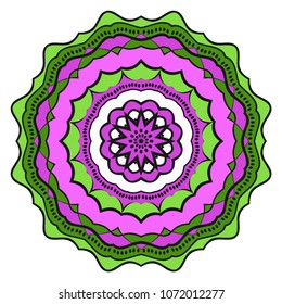Modern round lace pattern for paisley , circle background with floral style. vector illustration. purple color.