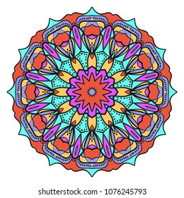 Modern round lace pattern for paisley , circle background with floral style. vector illustration. purple colors.
