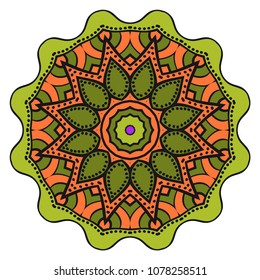 Modern round lace pattern for paisley , circle background with floral style. vector illustration. purple color.