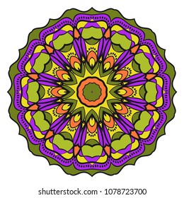 Modern round lace pattern for paisley , circle background with floral style. vector illustration. purple color.