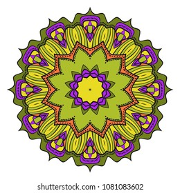 Modern round lace pattern for paisley , circle background with floral style. vector illustration. purple color.