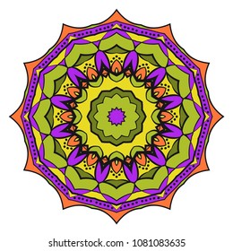 Modern round lace pattern for paisley , circle background with floral style. vector illustration. purple color.