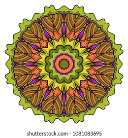 Modern round lace pattern for paisley , circle background with floral style. vector illustration. purple color.