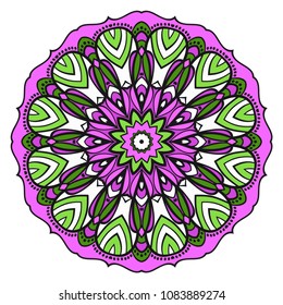 Modern round lace pattern for paisley , circle background with floral style. vector illustration. purple color.