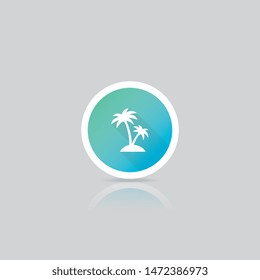 Modern Round Palm Tree Icon With Long Shadow