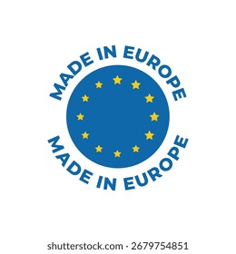 Design de selo redondo moderno para itens fabricados em países europeus.