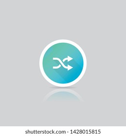 Modern Round Shuffle Icon With Long Shadow