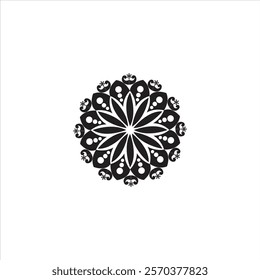 Modern round simple and beautiful black white mandala design.