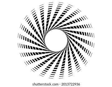 Modern round striped vector design element black on white for packaging, web design, flyers, business cards, videos