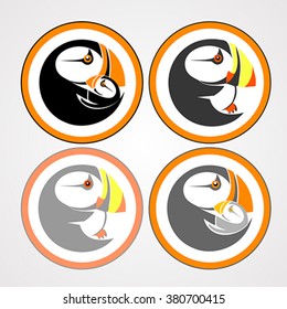 Modern round vector logo for business with the image of a dead end with the baby bird.