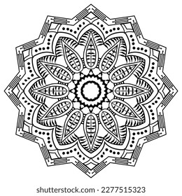 Modern rounded abstract mandala design for adult coloring book