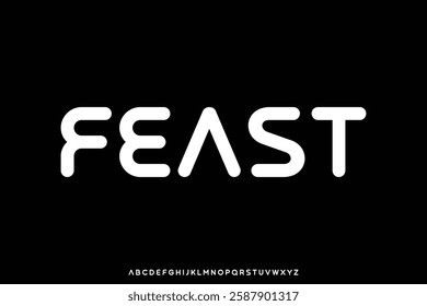 Modern rounded bold sans serif alphabet display font vector. Feast typeface