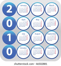 Modern rounded calendar for 2010