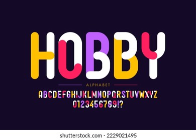 Modern rounded colorful sans serif font design, alphabet letters and numbers.