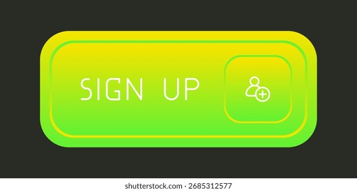 Moderno botão arredondado CTA com brilho, "Inscreva-se" texto, ícone do usuário, efeito 3D, Web UI elemento para landing pages, aplicativos móveis ou banners.