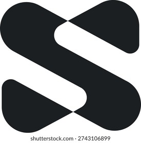 Modern rounded letter S logo with smooth geometric curves. Abstract flowing monogram symbol suitable for tech, startup, digital and contemporary brand identity.
