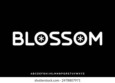 Modern rounded sans serif alphabet display font vector. Unique blossom typeface