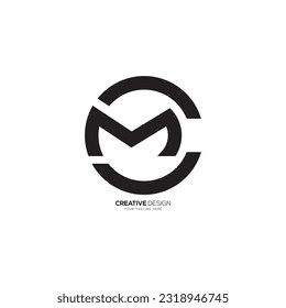 Forma redondeada moderna letra del alfabeto CM o logotipo creativo del monograma MC. Logo de C, logotipo de M