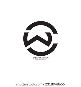 Modern rounded shapes alphabet letter WC or CW monogram creative logo. C logo, W logo