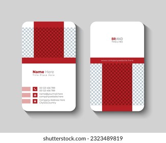 Tarjeta de visita vertical redondeada moderna con color rojo