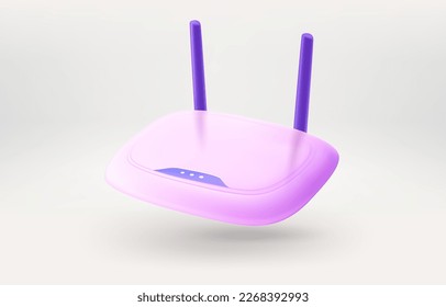 Modern router. 3d vector icon isolated on white background