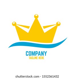 Modern royal sailing ship and the logo crown. Vector illustration.