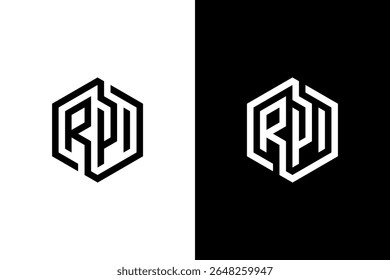Diseño moderno del logotipo del hexágono del monograma del RPI
