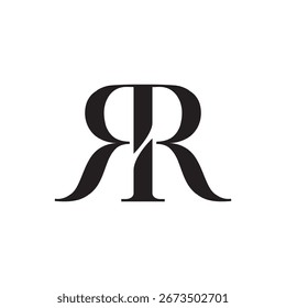 Logotipo inicial de boda RR moderno. Emblema monograma RR minimalista. 