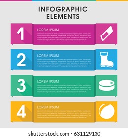 Modern rubber infographic template. infographic design with rubber icons includes boot, hockey puck, eraser. can be used for presentation, diagram, annual report, web design.