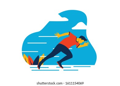 modern running character vector illustration flat design eps10