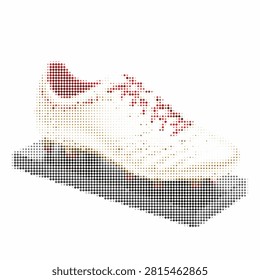 Modern running shoe design. Abstract diamond halftone pattern creates unique athletic footwear illustration. Sport concept.