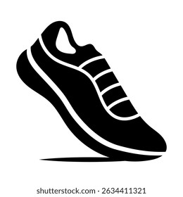Modern Running Shoe Silhouette Vector Illustration. This vector illustration showcases a sleek and dynamic silhouette of a modern athletic running shoe.