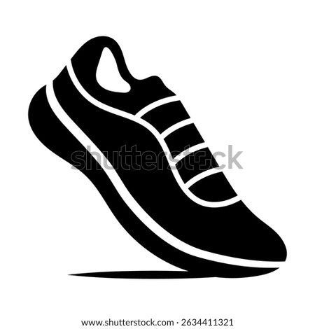 Modern Running Shoe Silhouette Vector Illustration. This vector illustration showcases a sleek and dynamic silhouette of a modern athletic running shoe.