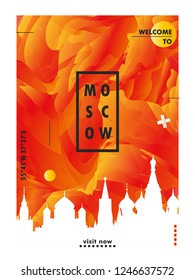 Modern Russia Moscow skyline abstract gradient poster art. Travel guide cover city vector illustration