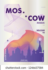 Modern Russia Moscow skyline abstract gradient poster art. Travel guide cover city vector illustration