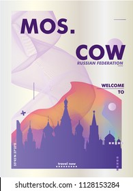 Modern Russia Moscow skyline gradient poster. Travel city vector illustration