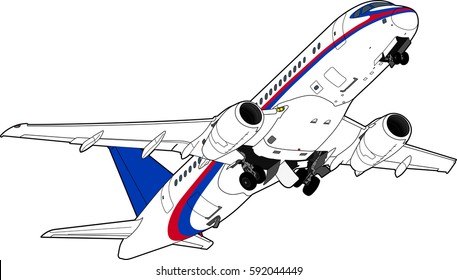 Modern russian airliner. Vector illustration