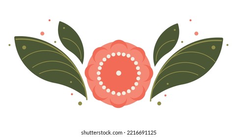 Modern Russian Folk Art Flowers And Leaves Vector Illustration