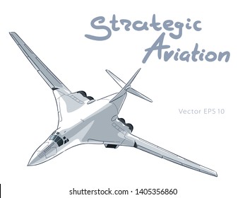 Modern Russian jet bomber aircraft. Vector draw