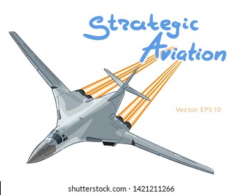 Modern Russian jet bomber aircraft. Vector draw