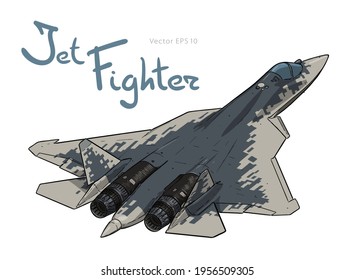 Modern Russian jet fighter aircraft. Vector draw