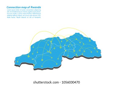 Modern of rwanda Map connections network design, Best Internet Concept of rwanda map business from concepts series, map point and line composition. Infographic map. Vector Illustration.